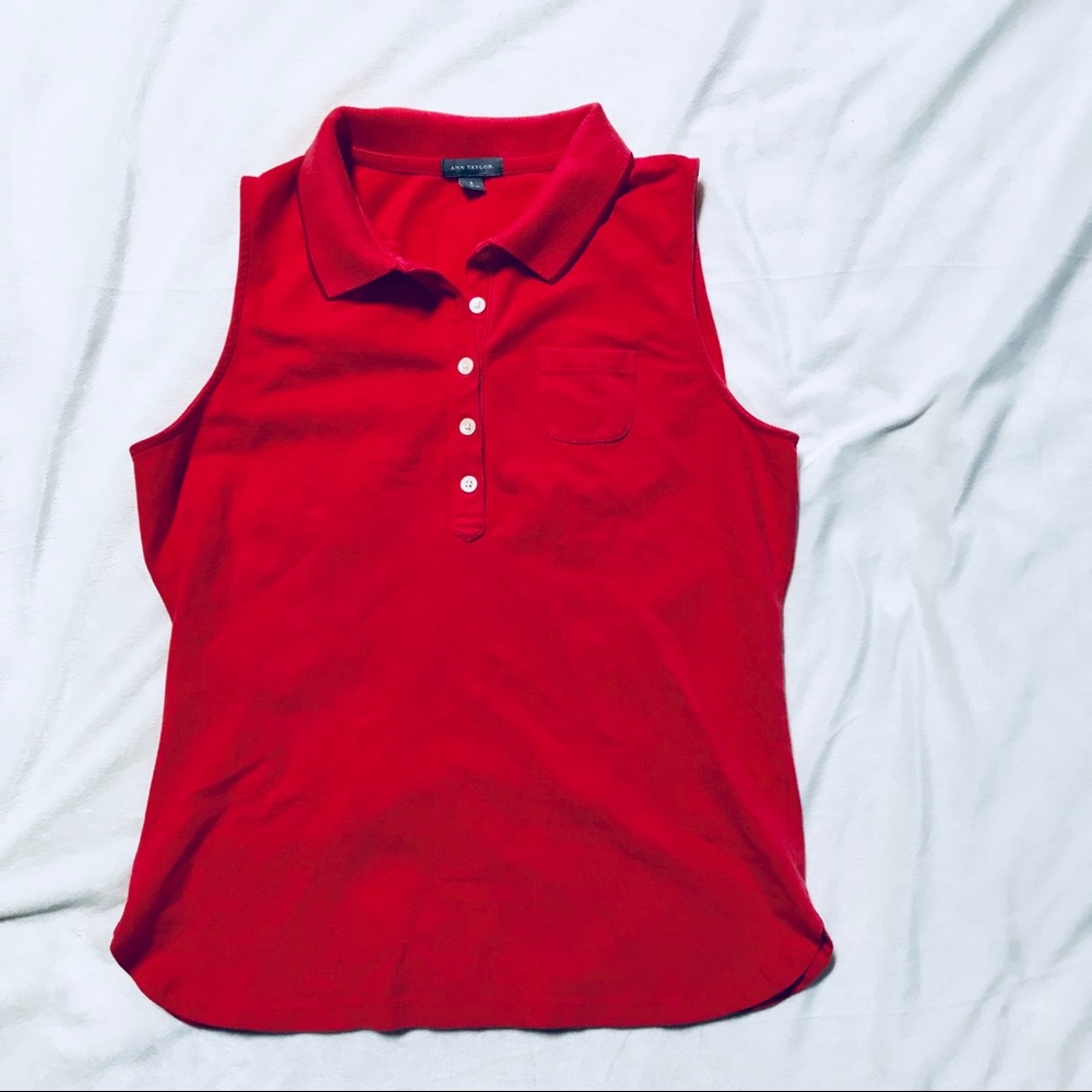 Ann Taylor Sleeveless Collar Shirt.